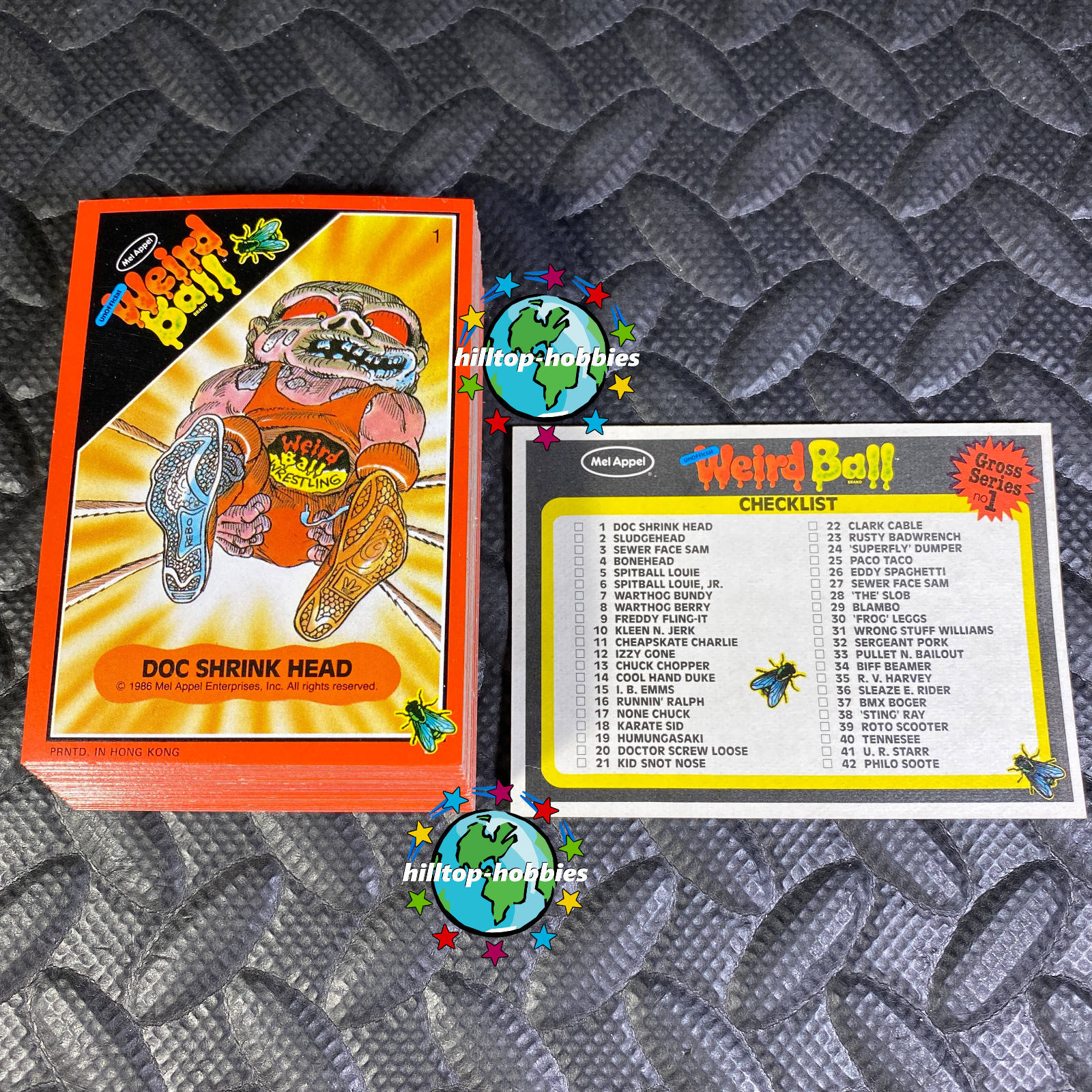 WEIRD BALL 42-CARD SET 1986 MEL APPEL, HONG KONG garbage pail kids madball wacky
