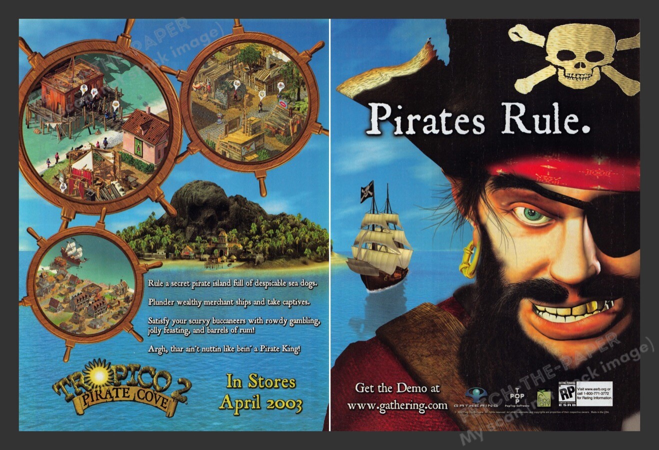 2003 Tropico 2: Pirate Cove Video Game Print Advertisement (2 pgs)