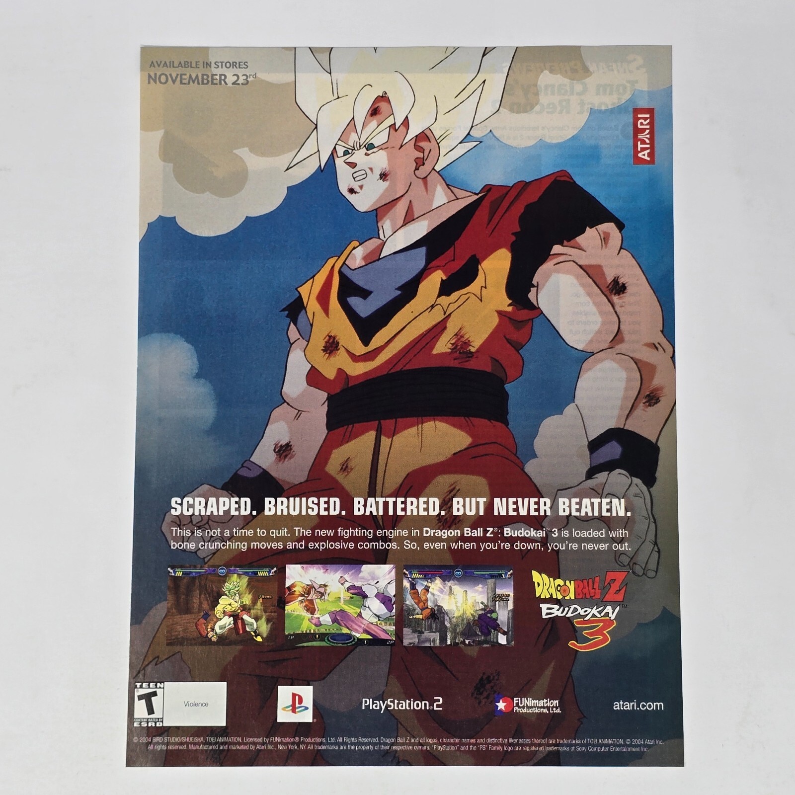 Dragon Ball Z Budokai 3 PlayStation 2 PS2 Never Beaten Print Ad/Poster Art
