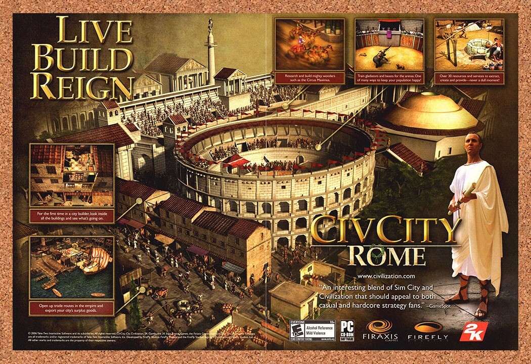 CivCity Rome PC Original 2005 Print Ad Authentic 2K Video Game Wall Art Promo