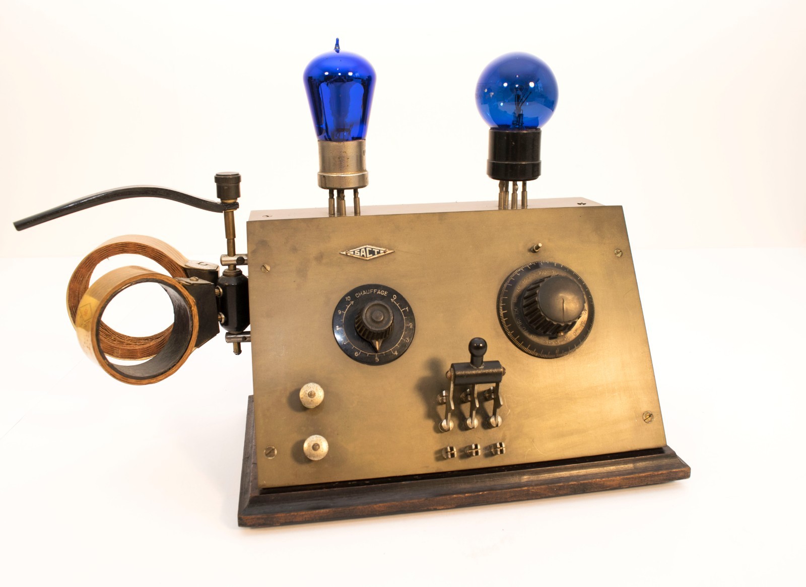VERY SCARCE, EARLY FRENCH SACT TWO-VALVE WIRELESS RECEIVER W/ BLUE FOTOS VALVES