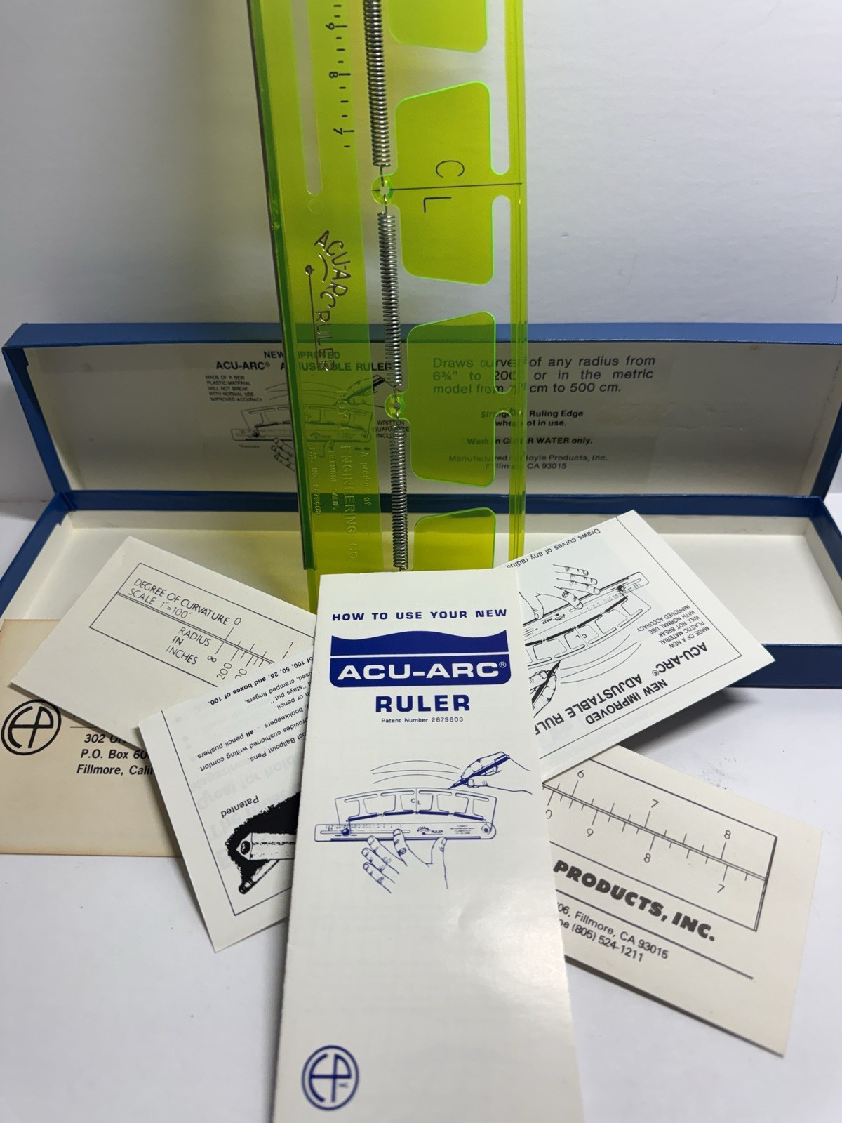 Hoyle Ruler Engineering Acu-Arc w/ Original Box Drafting Tool Vintage BB2