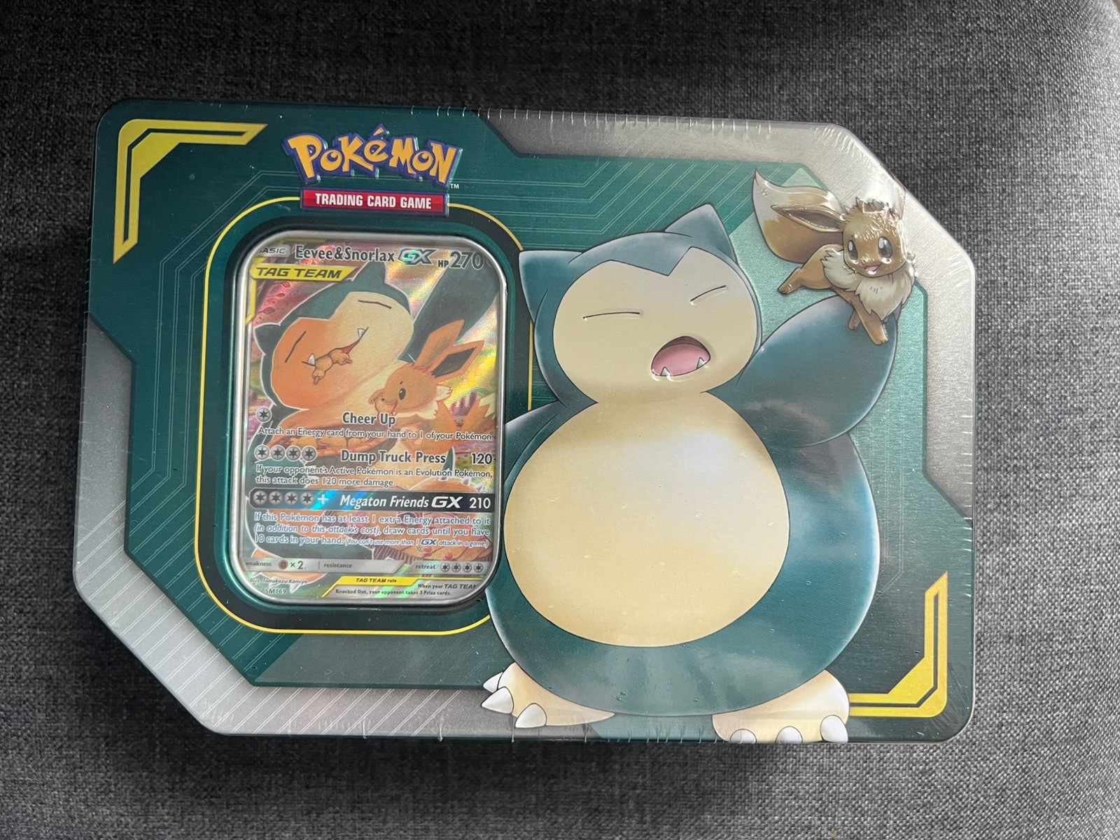 Pokemon Tag Team GX Tin Snorlax & Eevee New & Sealed Original Print