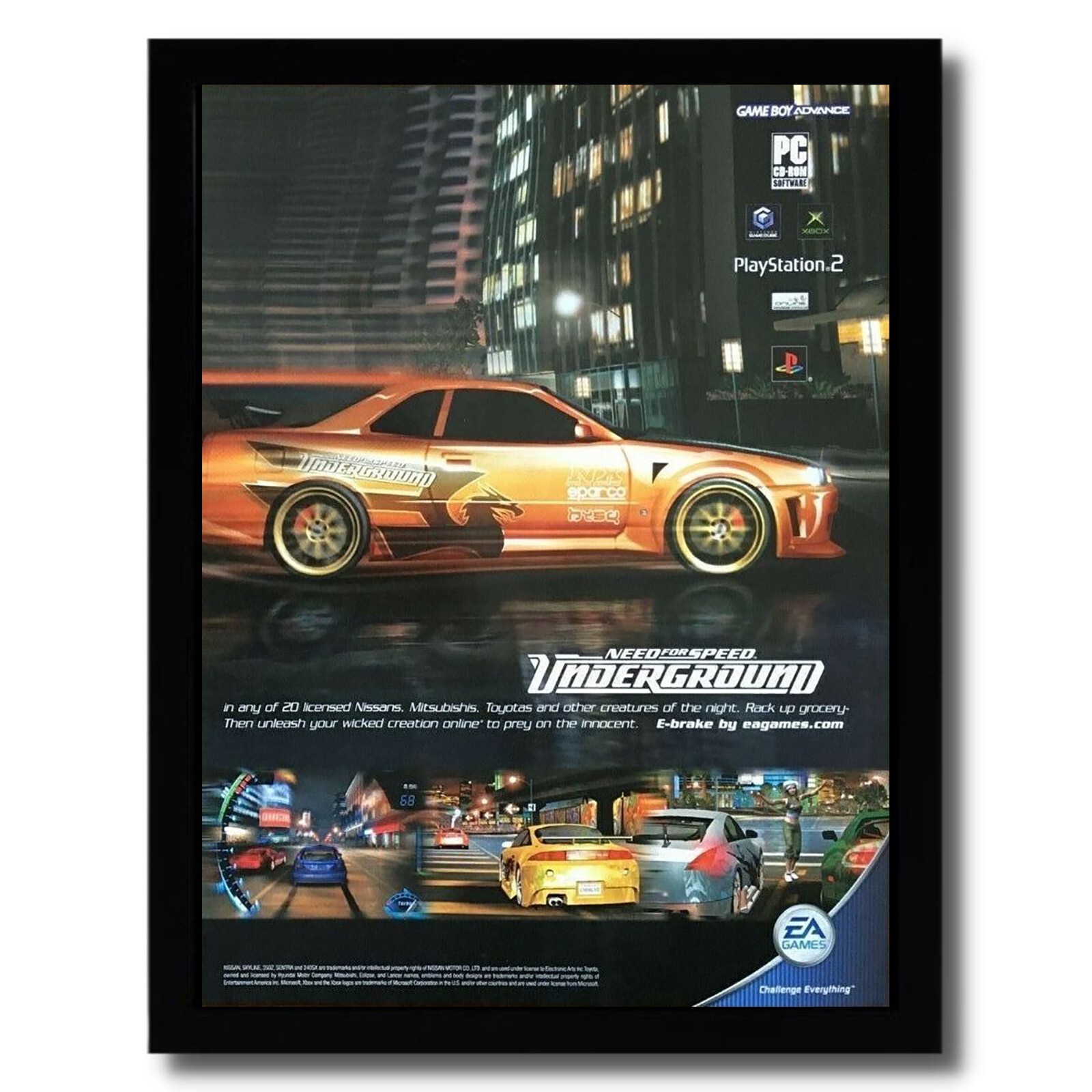 2003 Need for Speed: Underground Framed Print Ad/Poster PS2 Xbox GC Racing Art