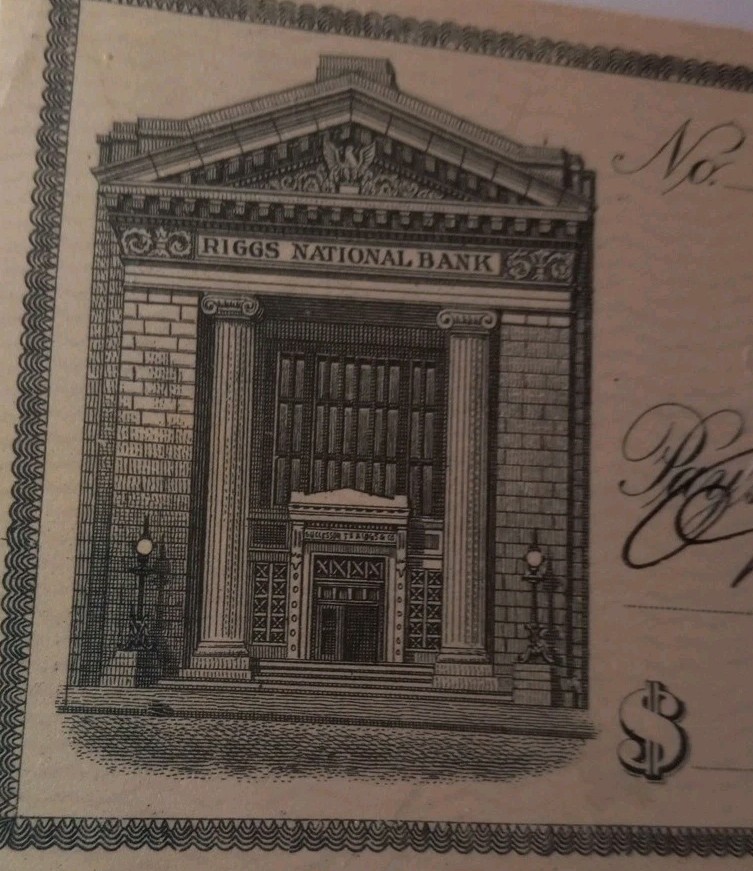 SLING'S 🪙Vintage 1910 Riggs National Bank Check, Washington DC Most Famous Bank