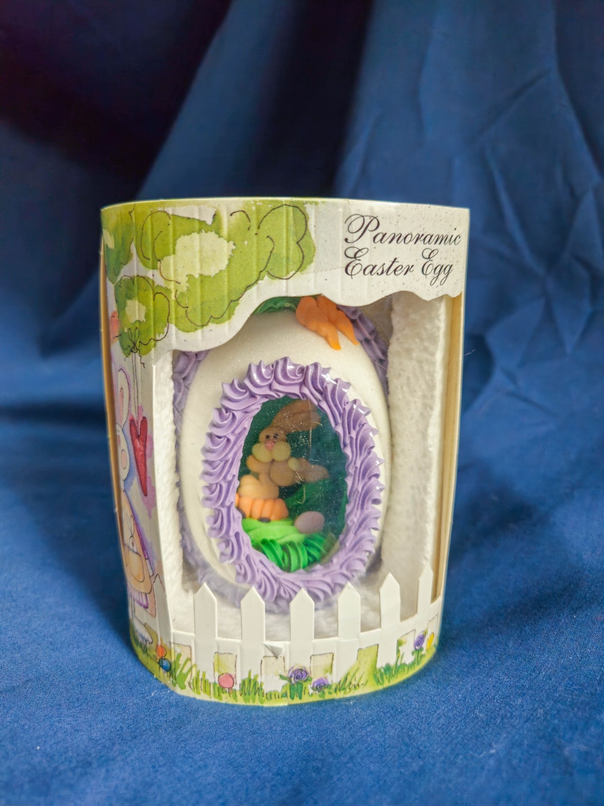 Vintage 1994 Kencraft Sugar Panoramic Upright Easter Egg Bunny 5\