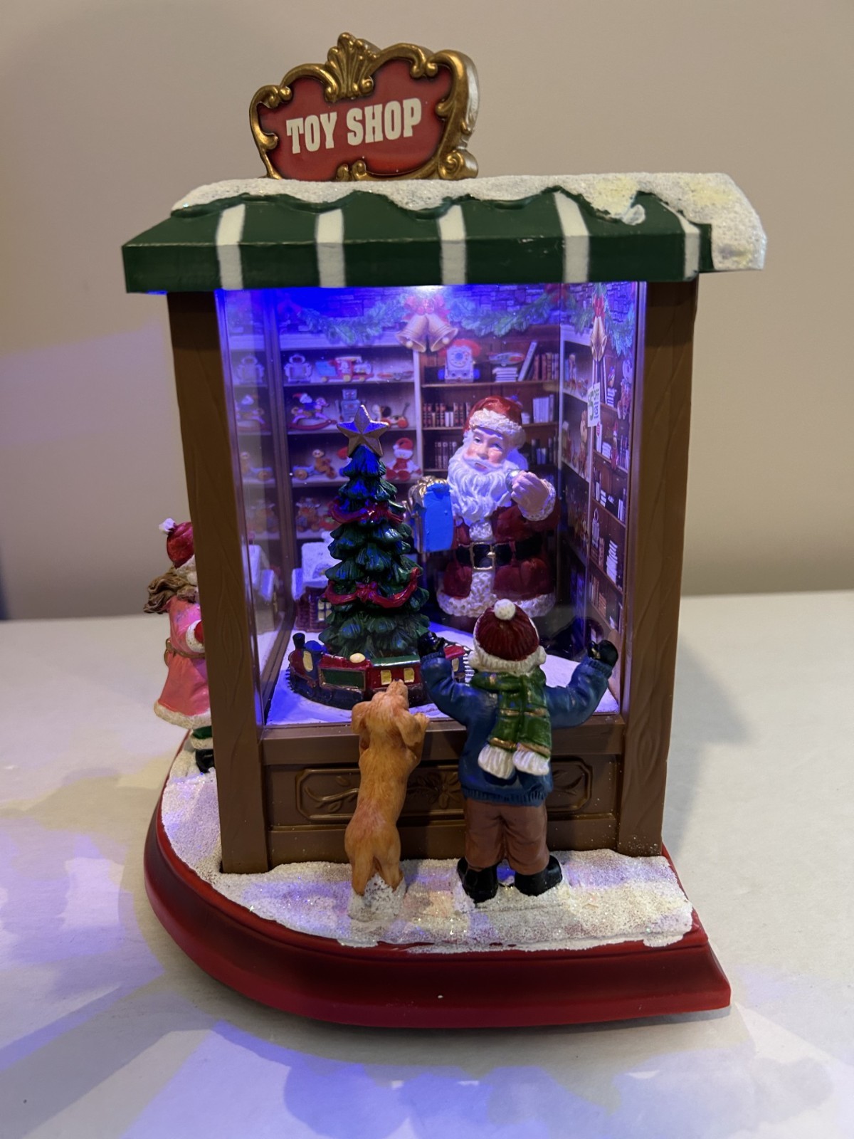 Natures Mark Musical Lighted Toy Shop Christmas Village Decoration Santa Claus