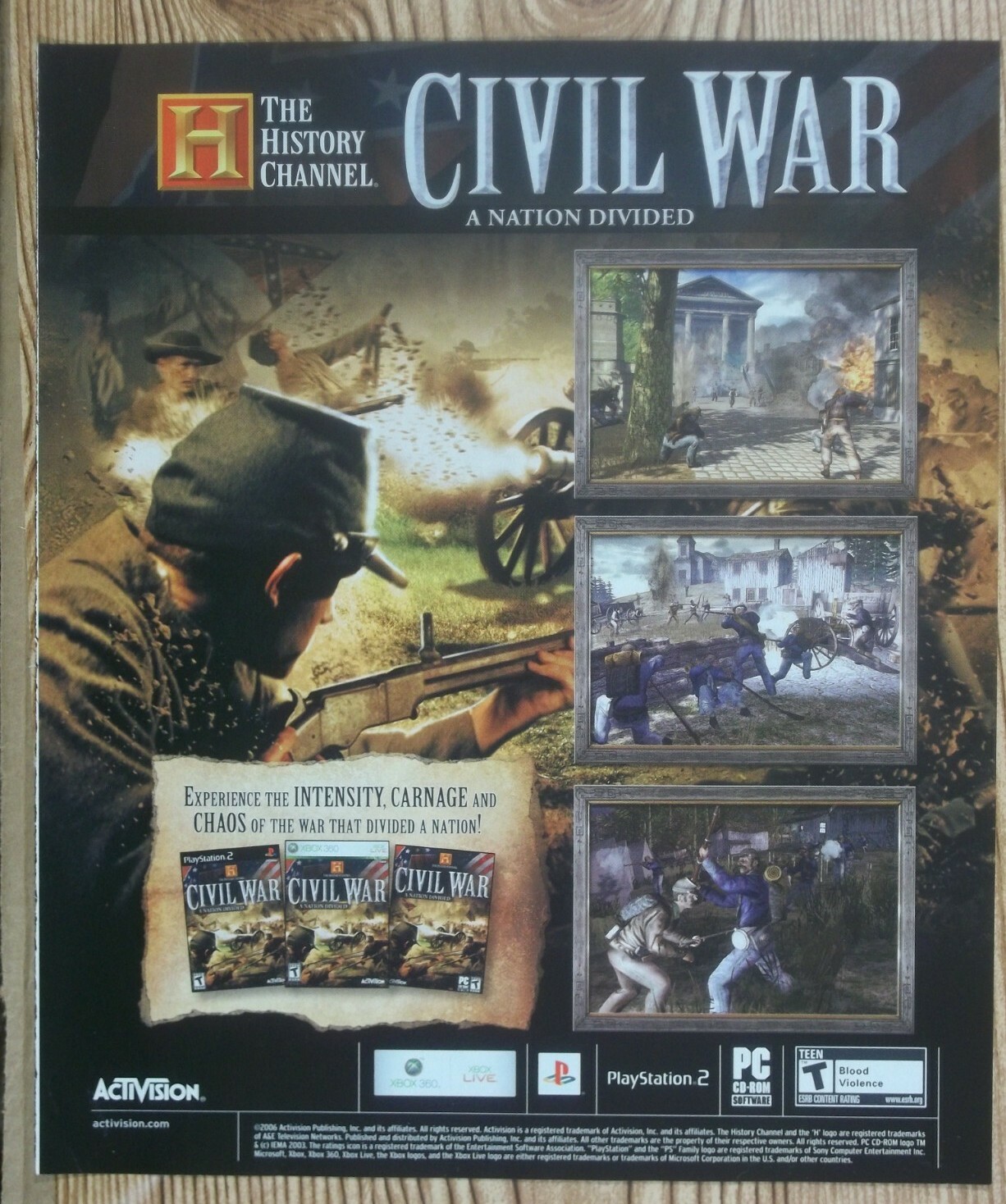 The History Channel Civil War A Nation Divided PS2 Xbox Vintage Print Ad  