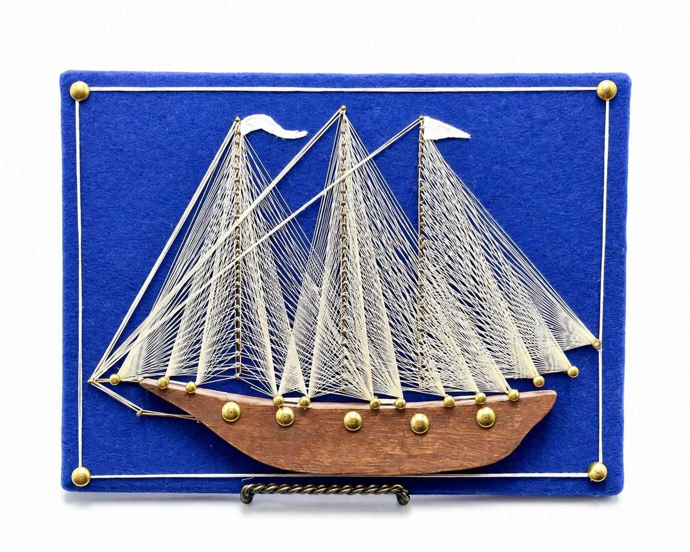 Vintage 1977 String Art Sailboat Nautical Wall Art Signed Daniel R Gibb