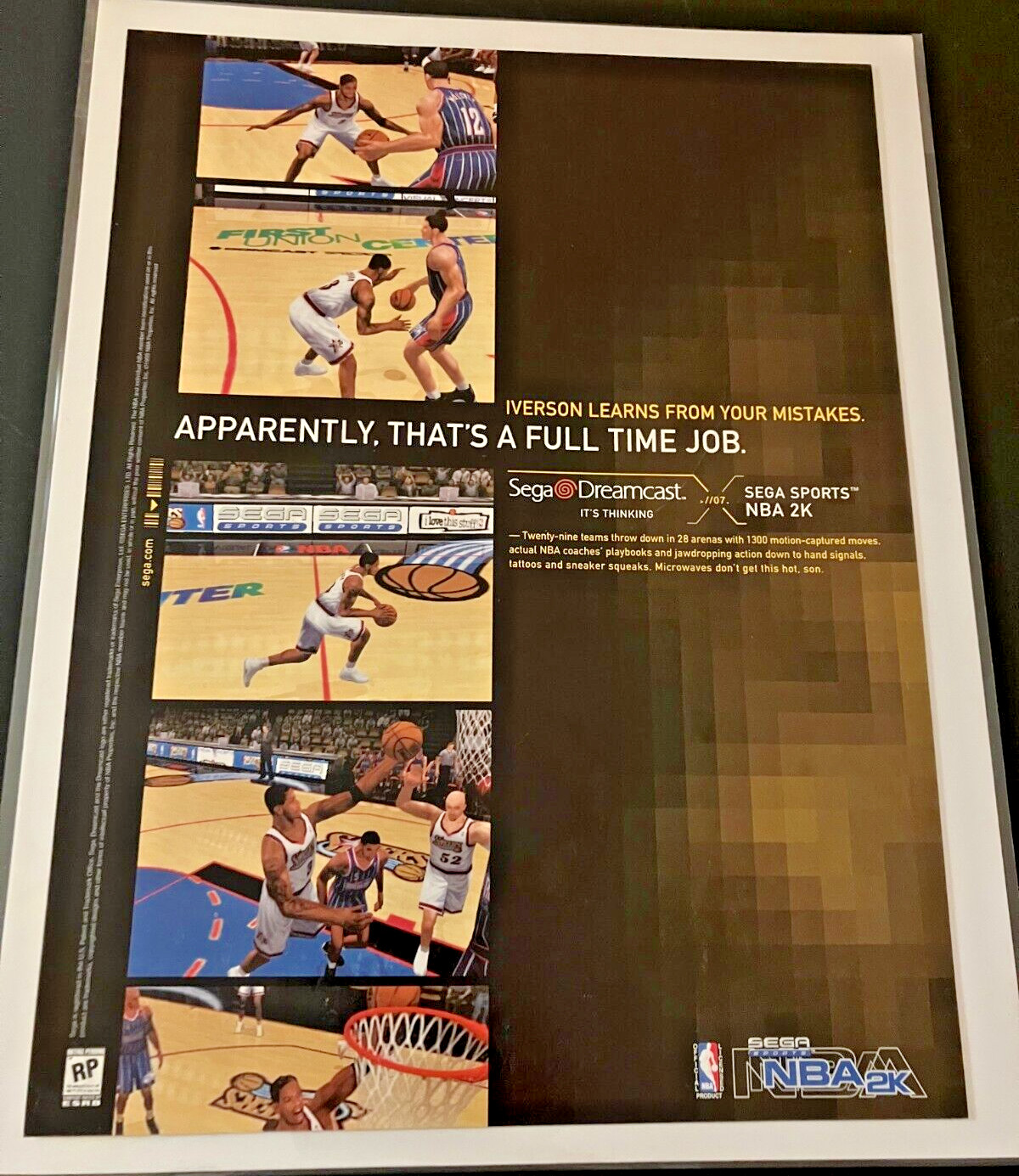 NBA 2K Basketball / SEGA Sports - Vintage Gaming Print Ad / Poster / Wall Art