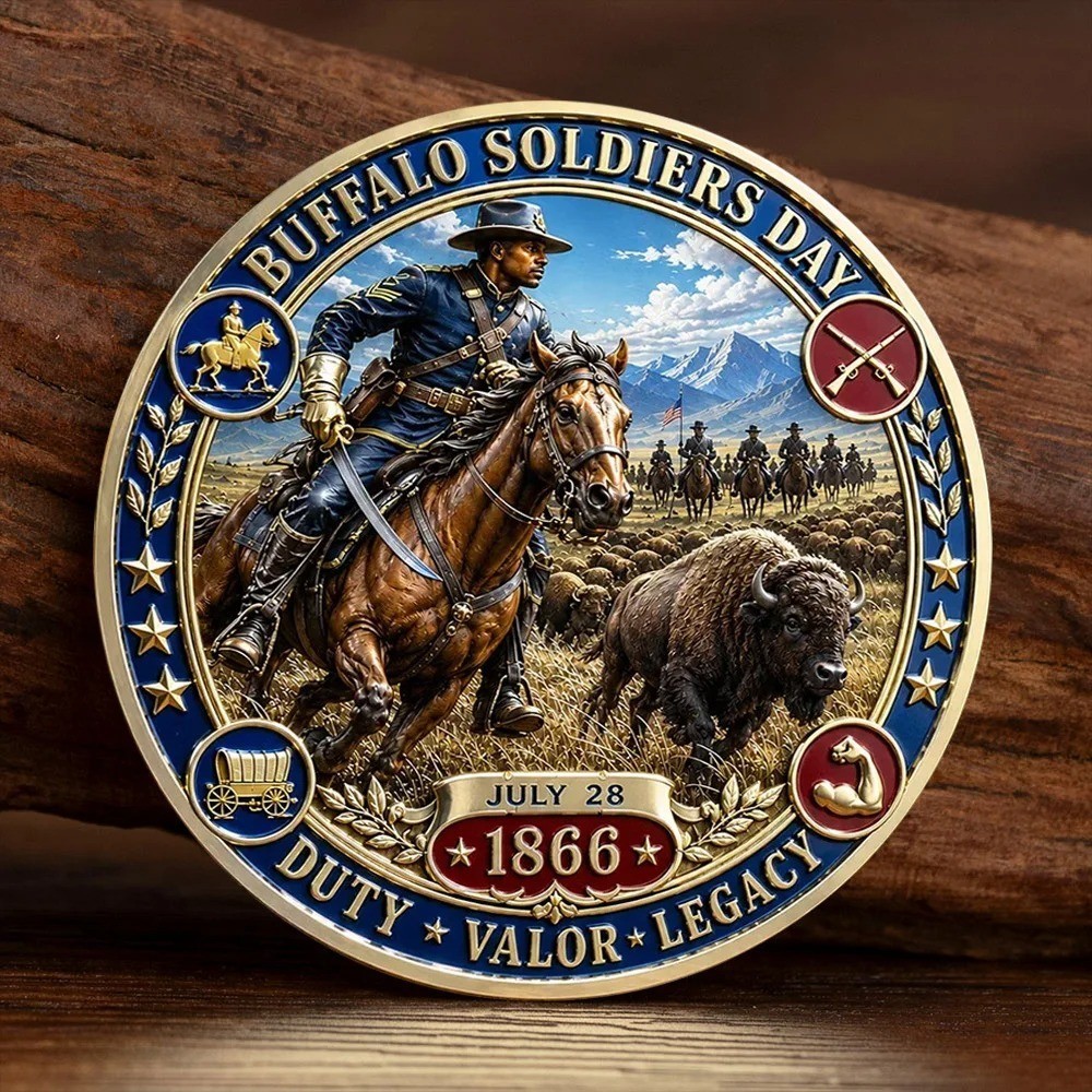 Buffalo Soldiers Day Challenge Coin July 28 1866 Military Heritage Commemorative