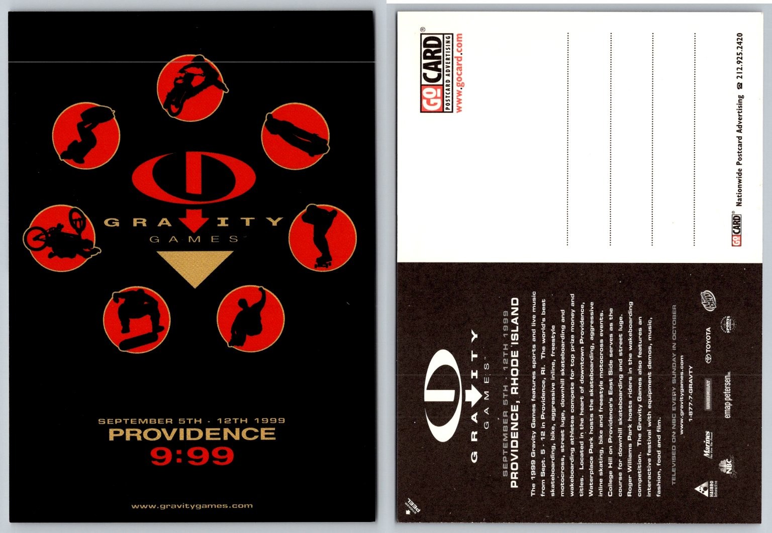 1999 Gravity Games Providence RI Extreme Sports Go Card Postcard