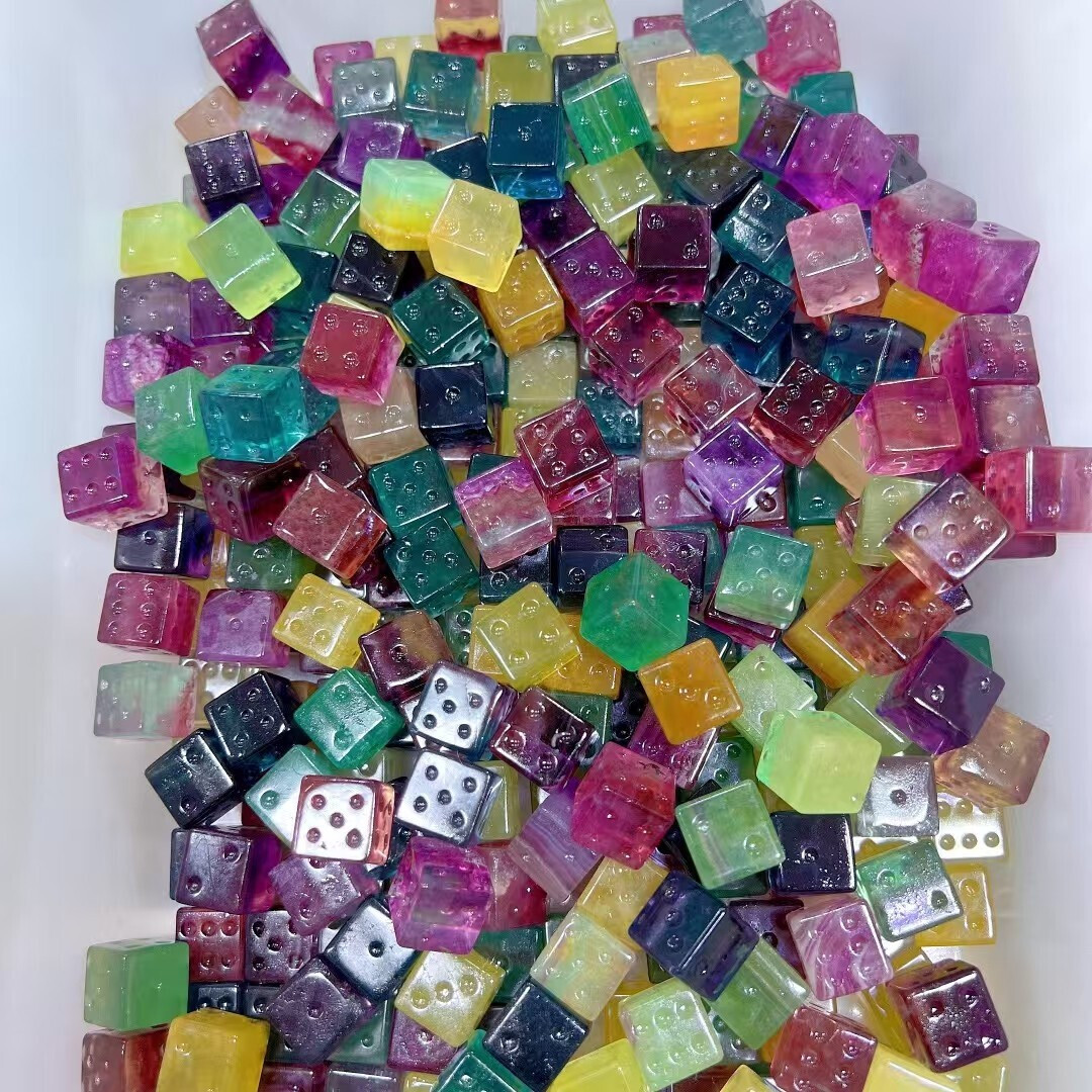100pc Natural Colorful fluorite Carved dice Quartz Crystal Reiki Healing gift