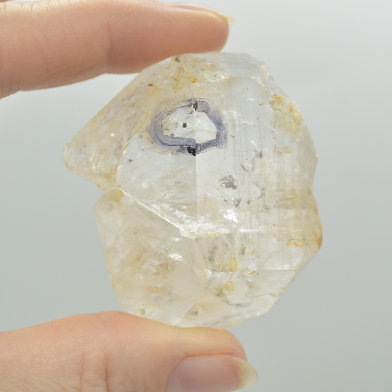 Fluid Inclusion / Enhydro Raw Quartz Point - Moving Black Sand - 69 grams - 1 Co