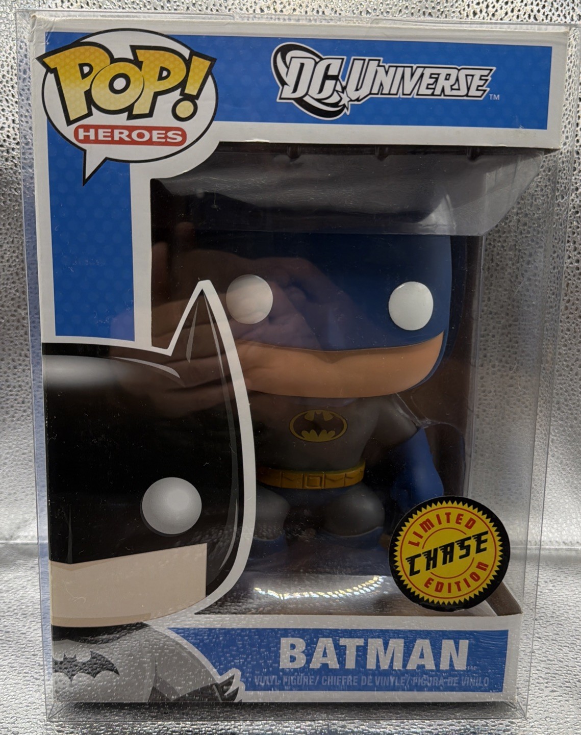 Batman (Pop Heroes) CHASE Blue Jumbo 9 Inch Funko Pop With Protective Case