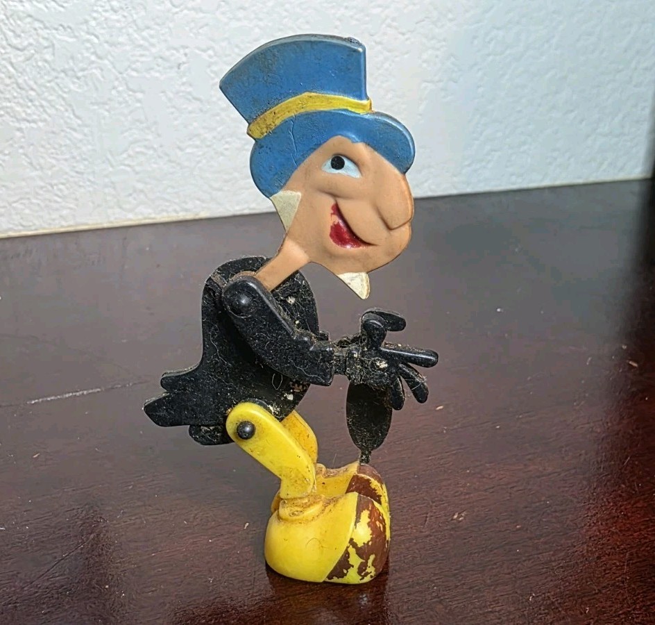 Vintage Disney Marx 1940's JIminy Cricket Figure Jointed 3 1/2