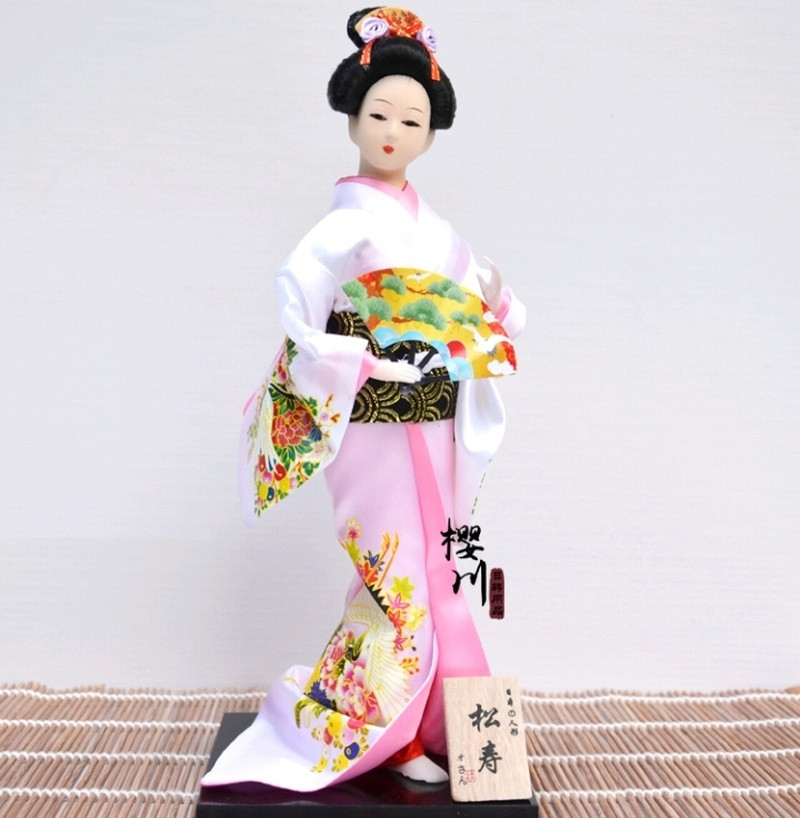 Exquisite Japanese Kimono Doll Kabuki Statue Geisha Figurine Home Decor