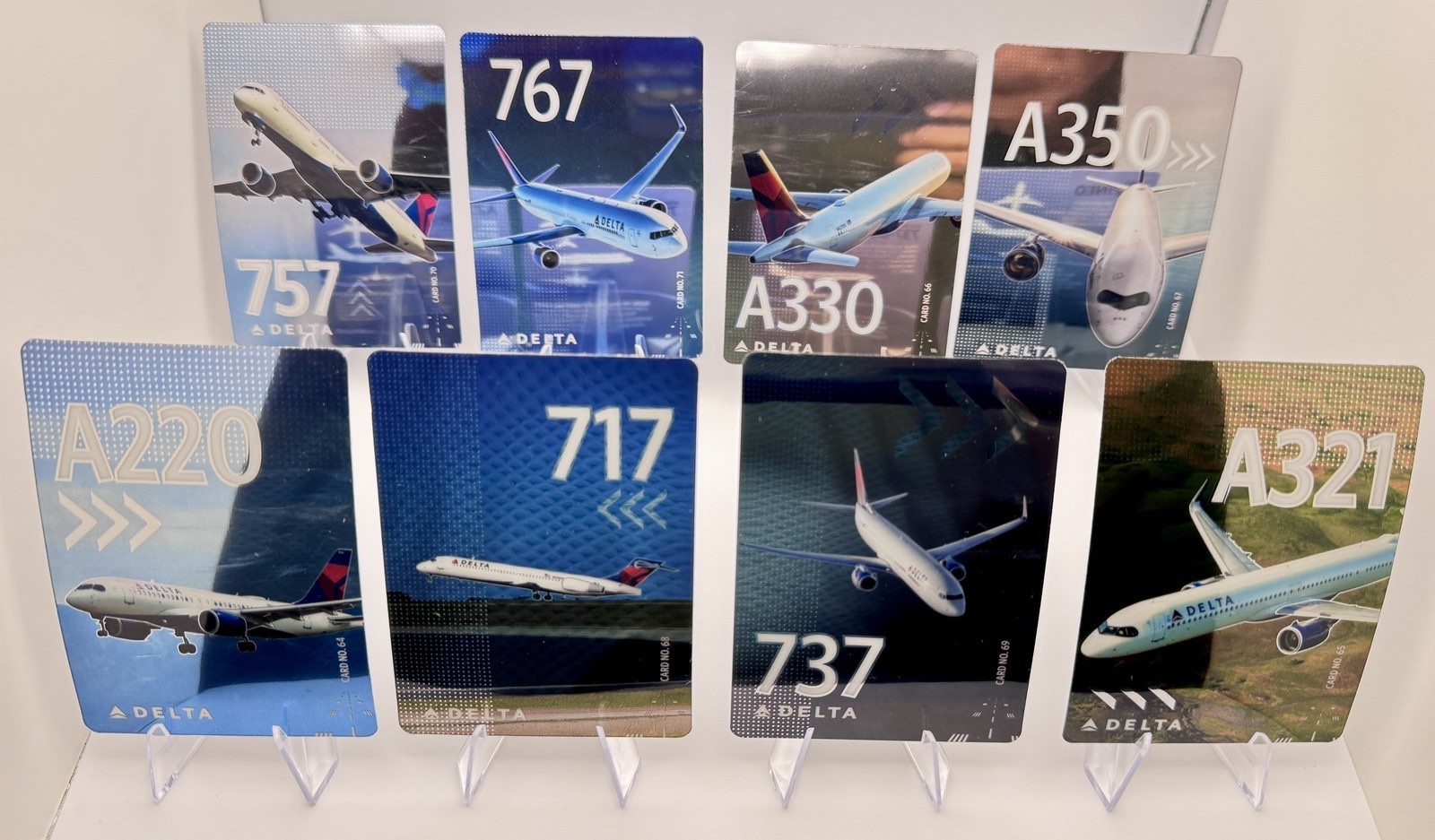FULL Set of 8 2025 Delta Trading Cards - Entire Fleet