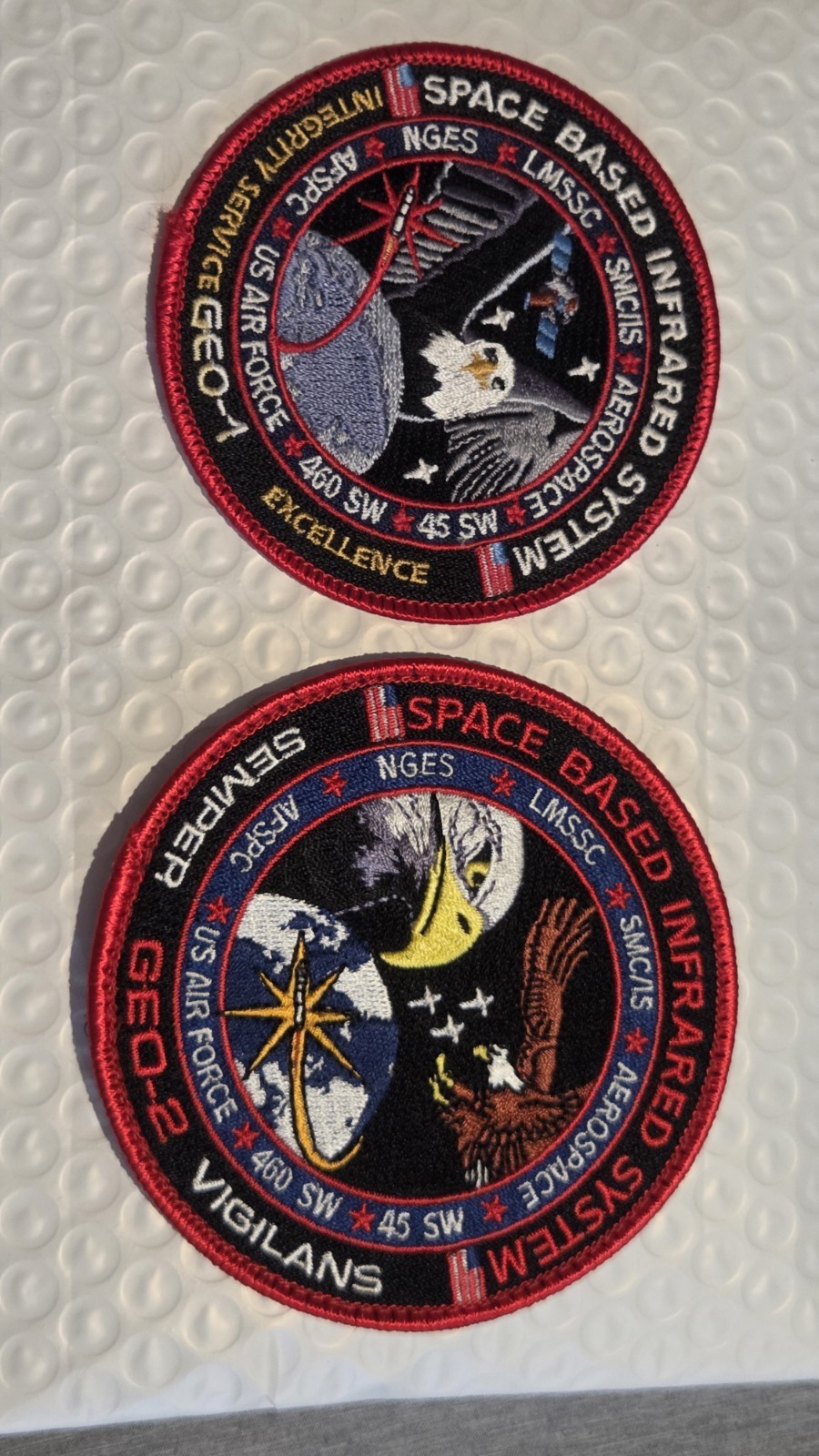 ​US Air Force SBIRS GEO-1 & GEO-2 Space Based Infrared System Mission Patches...