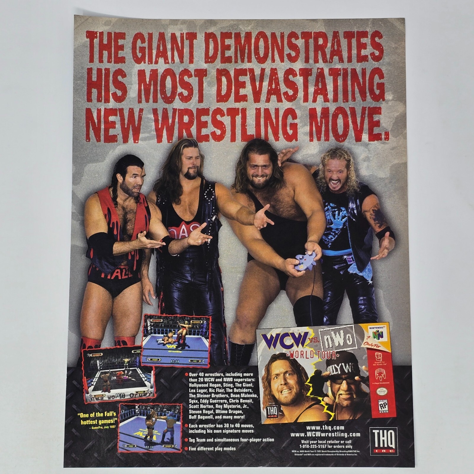 WCW vs NWO World Tour Nintendo 64 N64 Demonstrates Print Ad/Poster Promo Art