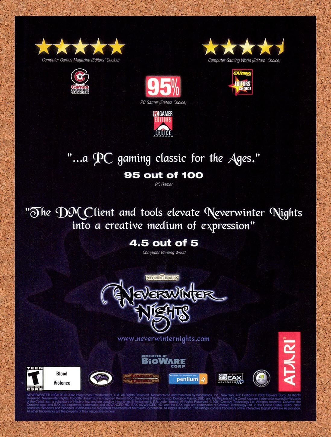 2002 Neverwinter Nights PC Original Advertisement / Retro Promo v2