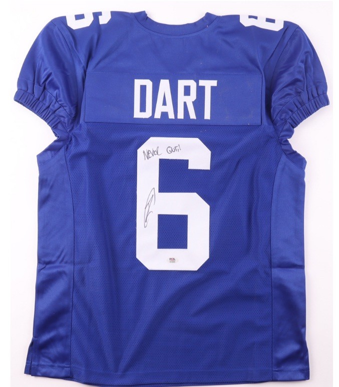 Robert O'Neill Never Quit Signed Jaxson Dart N.Y. Giants Seal Team 6 Jersey PSA