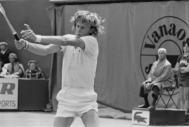 Swedish tennis player Bjorn Borg in action during 1973 John Player- Old Photo