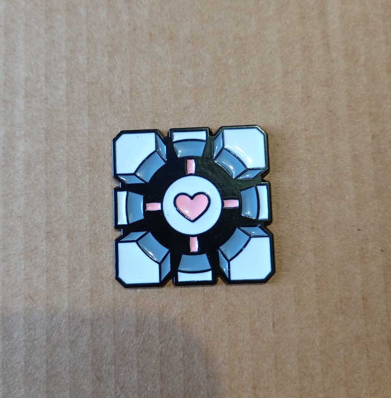 Portal 1 2 Companion Cube Glados Inspired Enamel Pin Badge