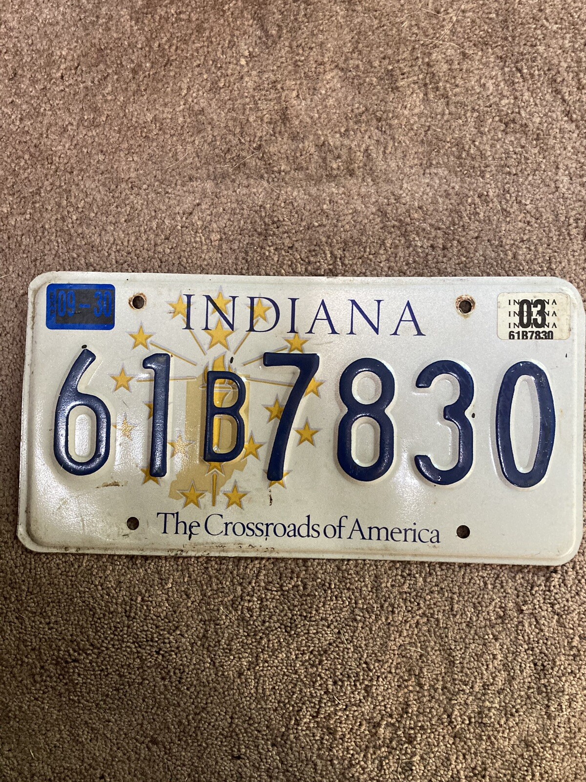 2003 Indiana License Plate - 61B 7830 -  Nice
