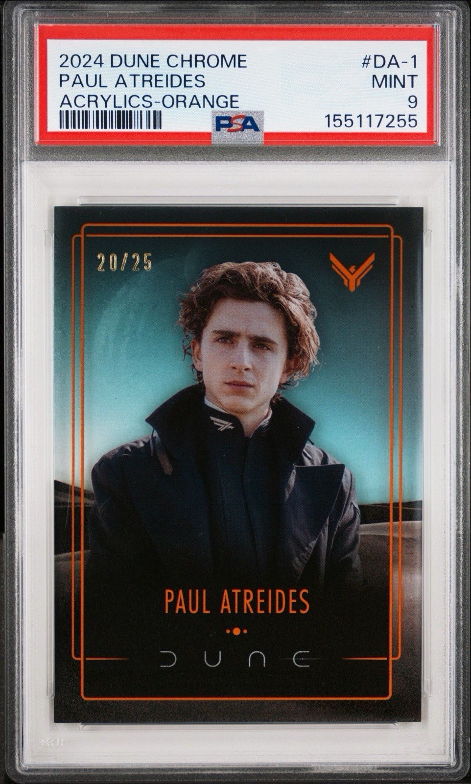 2024 Topps Chrome Dune Acrylics #DA1 Paul Atreides Orange /25 PSA 9