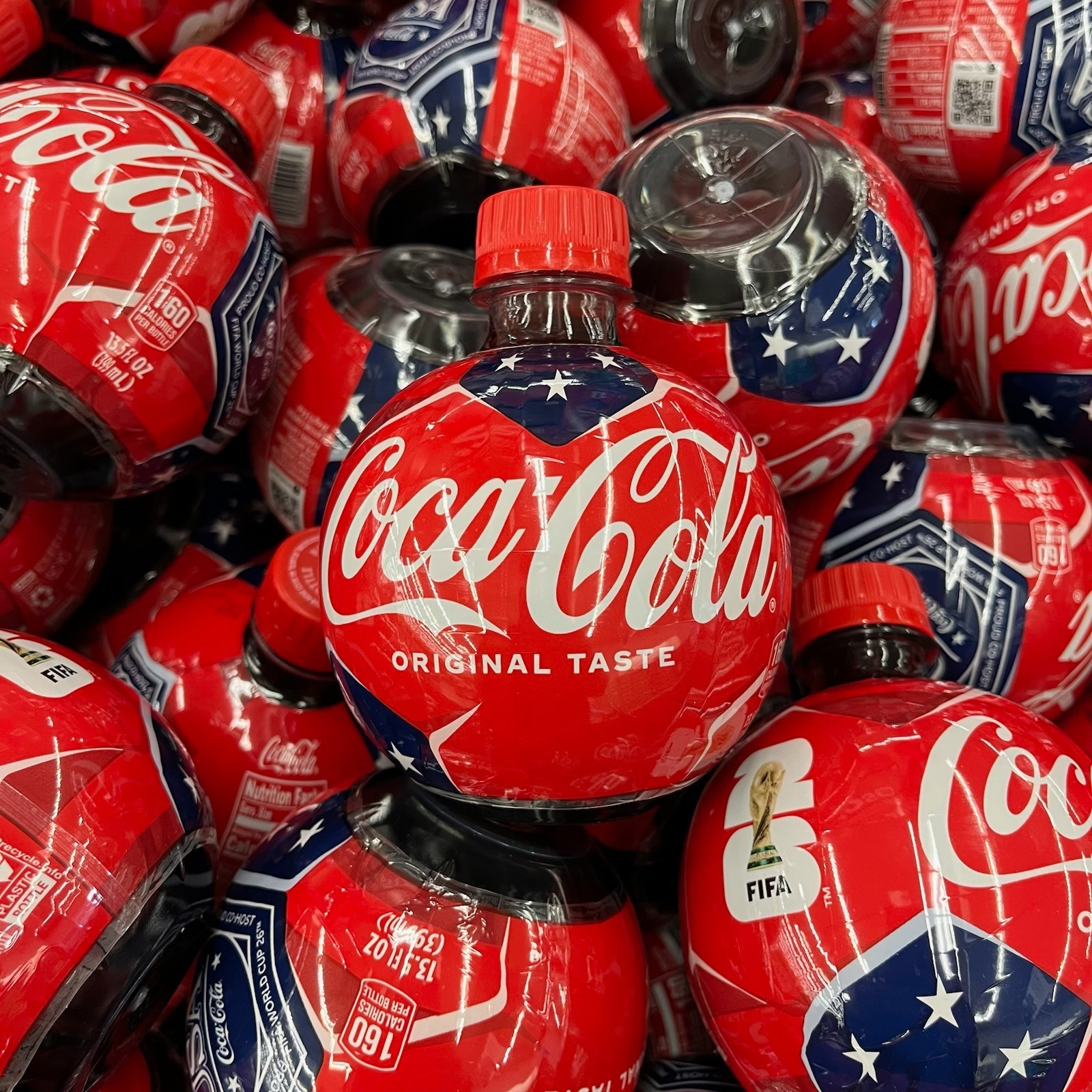 Lot of 4 Coca-Cola Coke Fifa World Cup 2026 Soccer Ball Shape 13.5 Oz Each