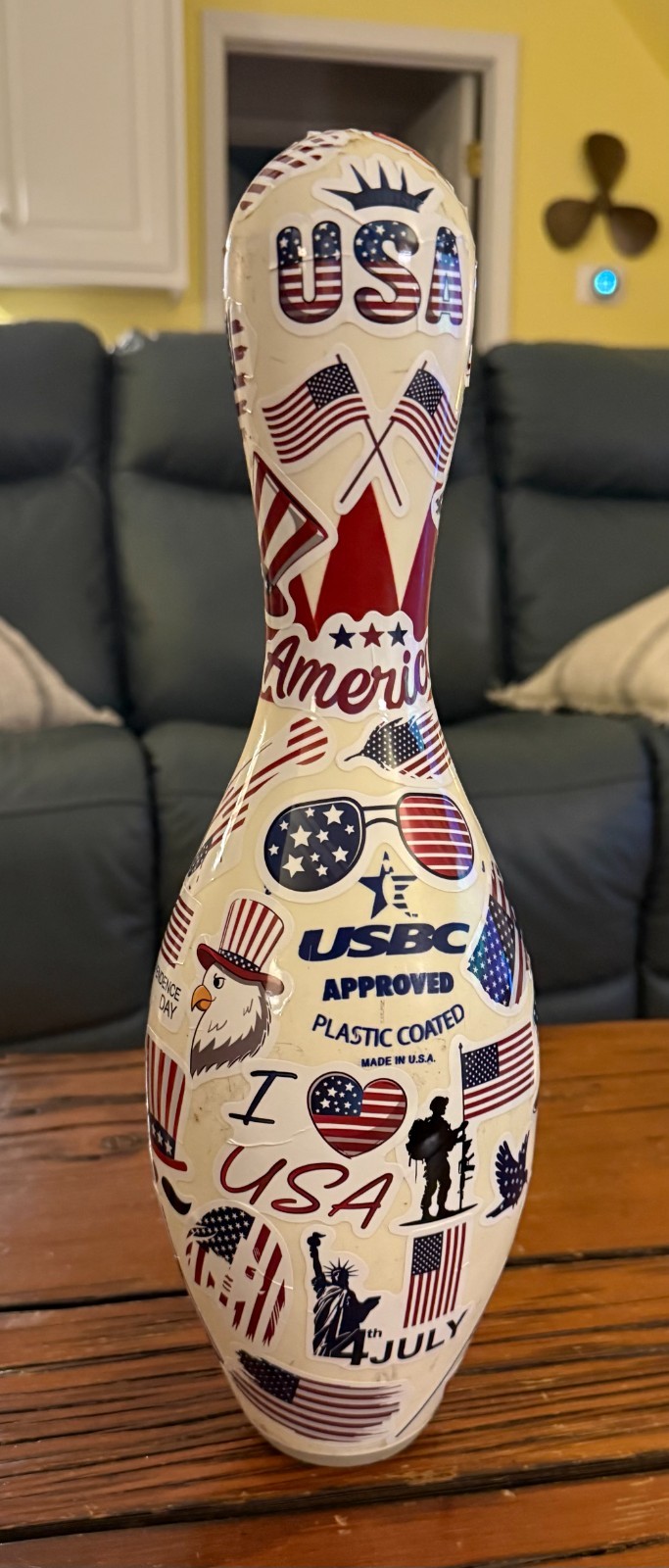 One-of-a-Kind Handmade Patriotic Americana Brunswick Max Bowling Pin USBC