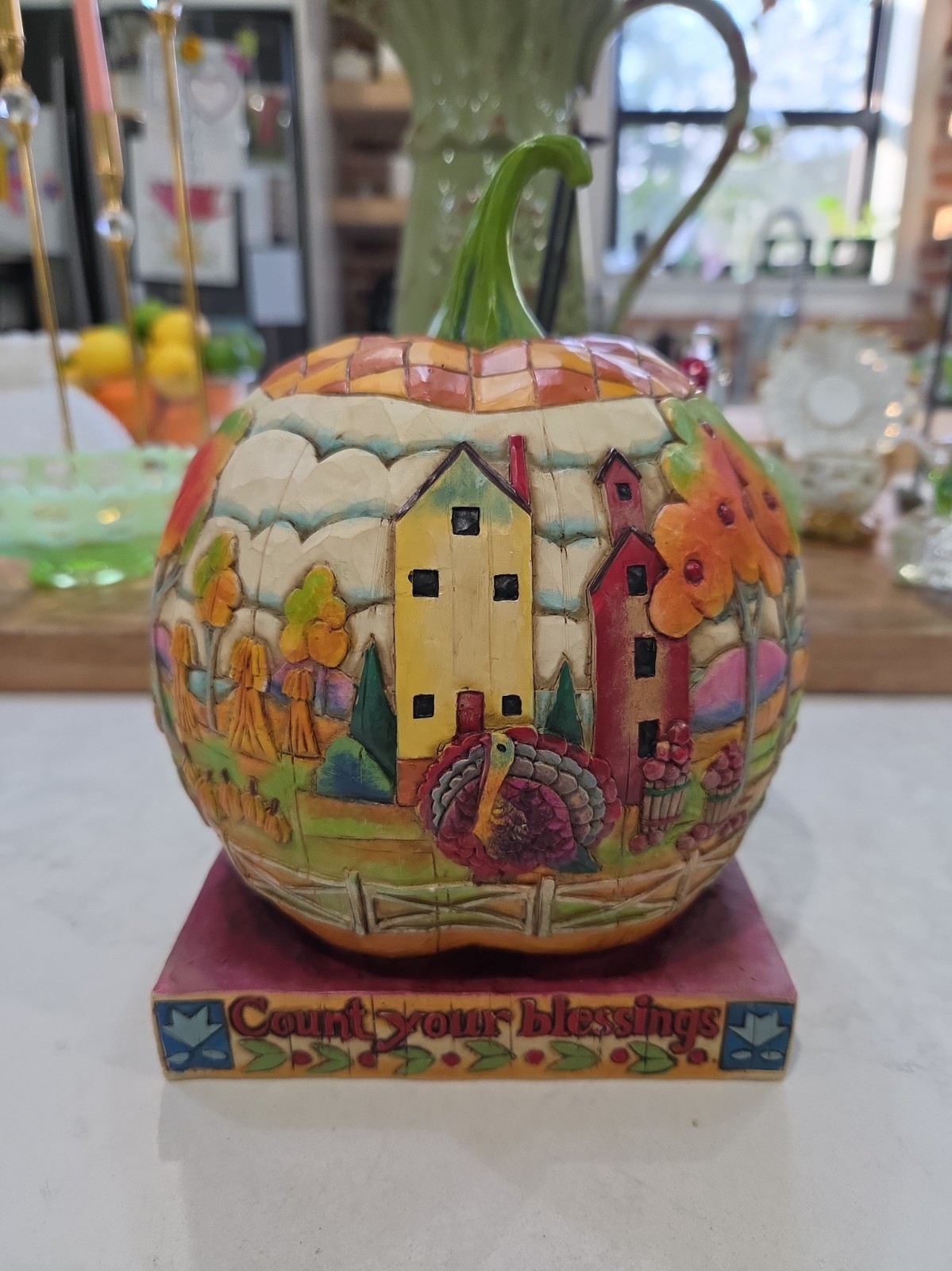 Vtg Jim Shore Heartwood Creek Count Your Blessings Pumpkin Figurine Fall Decor 