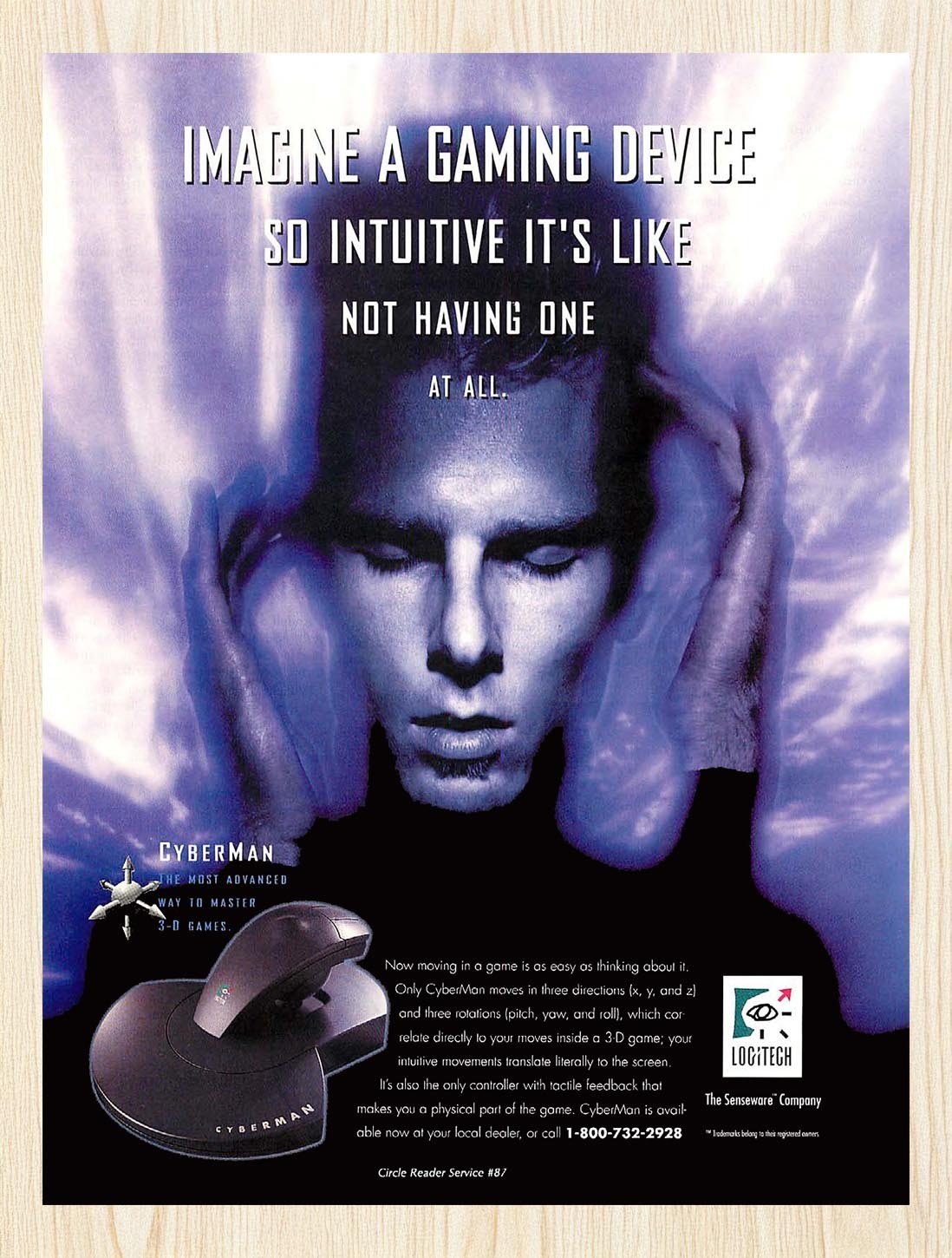 1994 Logitech Cyberman 3-Directional Mouse Original Advertisement v1