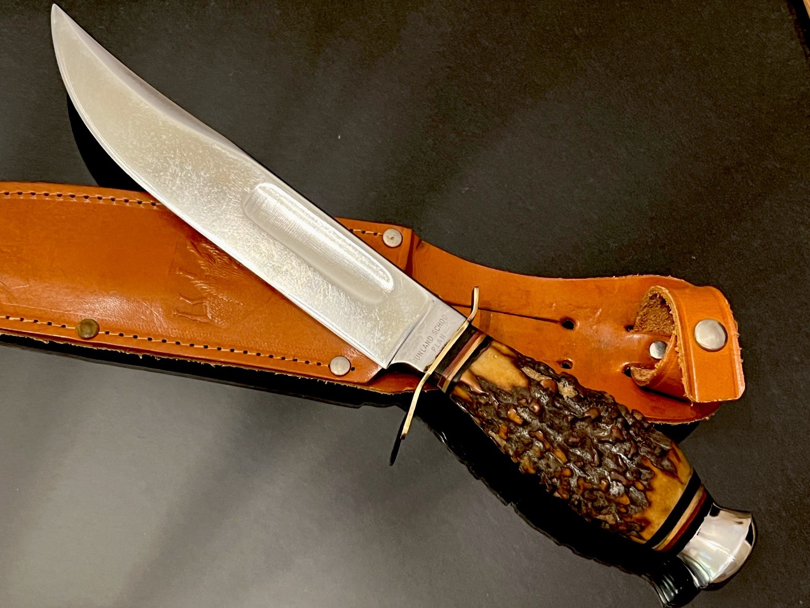 Vintage Solingen Germany Thick  Gnarly Stag 10-1/4” Fixed Blade Knife EXCELLENT