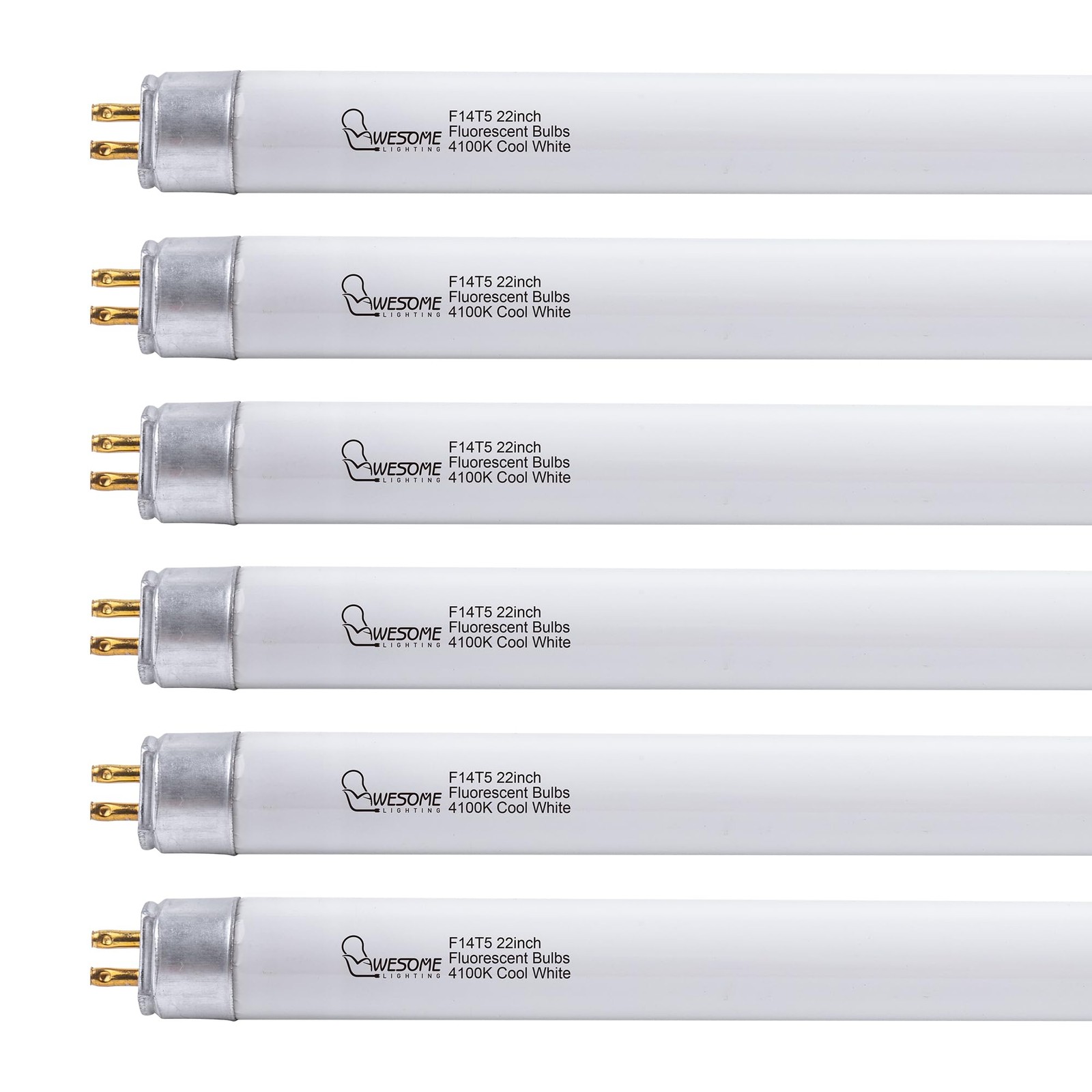 Wesome Lighting 22 Inch F14T5/CW Fluorescent Light 6 Pack, 4100k Cool White