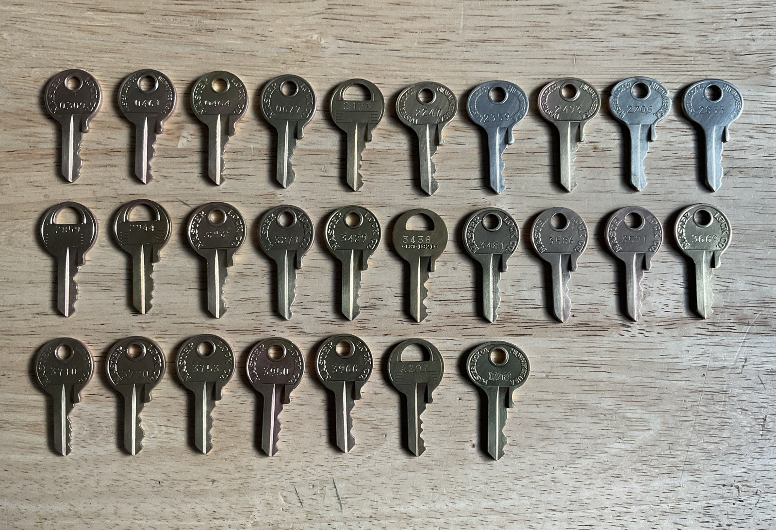 27 Master Lock Numbered Padlock Keys M1
