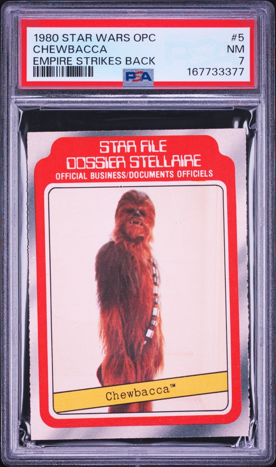 1980 Star Wars OPC #5 Chewbacca Star File PSA 7 NM