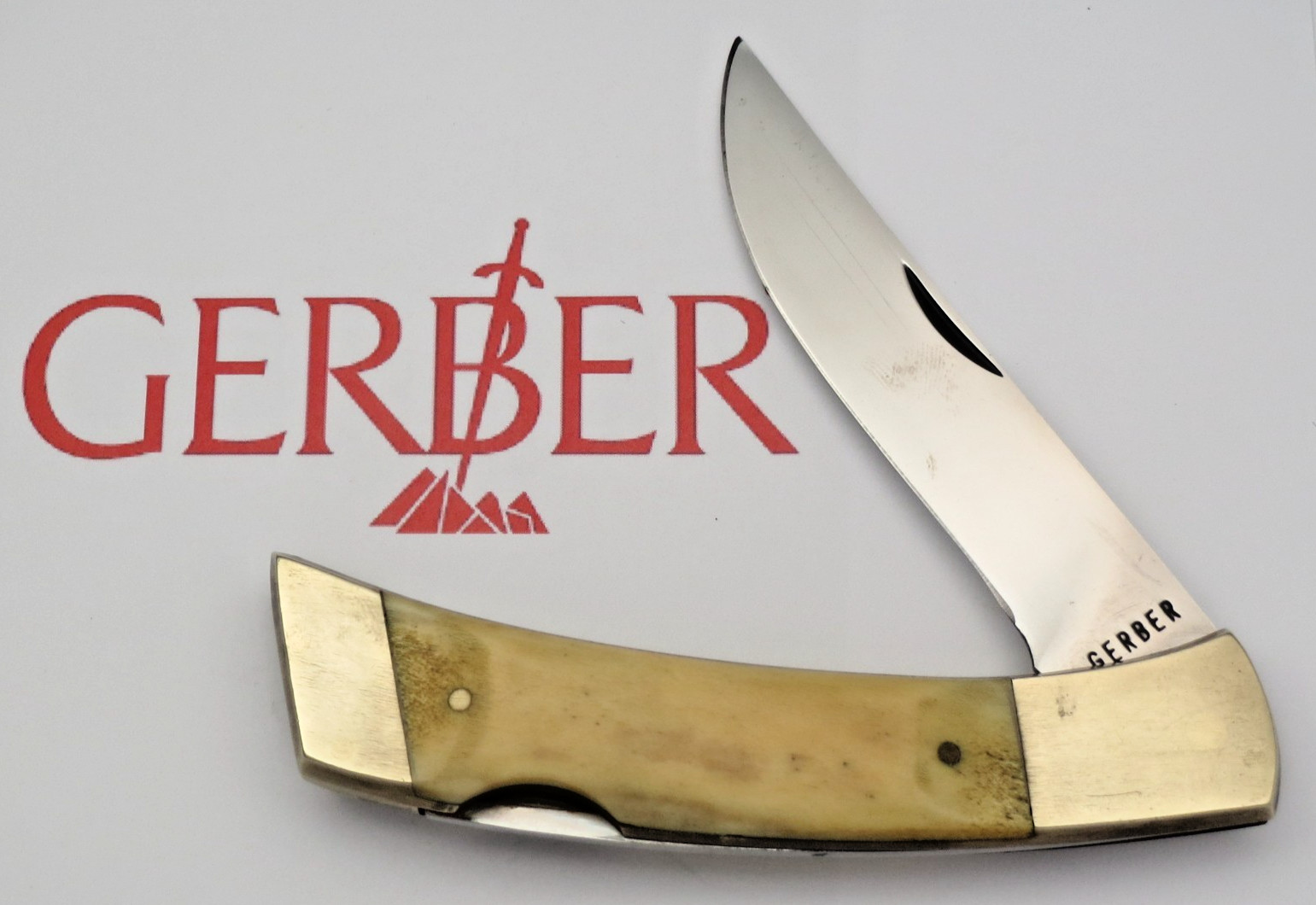 Vintage 1970's to 80's GERBER Folding Sportsman II Lockback Knife - Smooth Stag