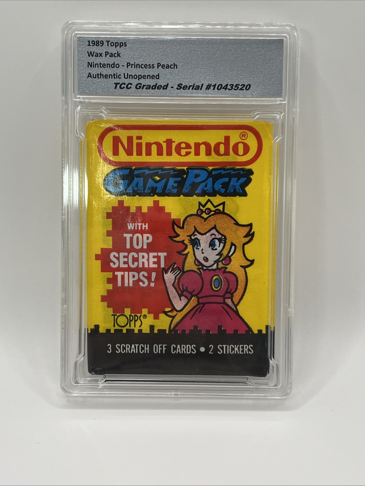 1989 Topps Nintendo Princess Peach Wax Pack Authentic Unopened Encapsulated