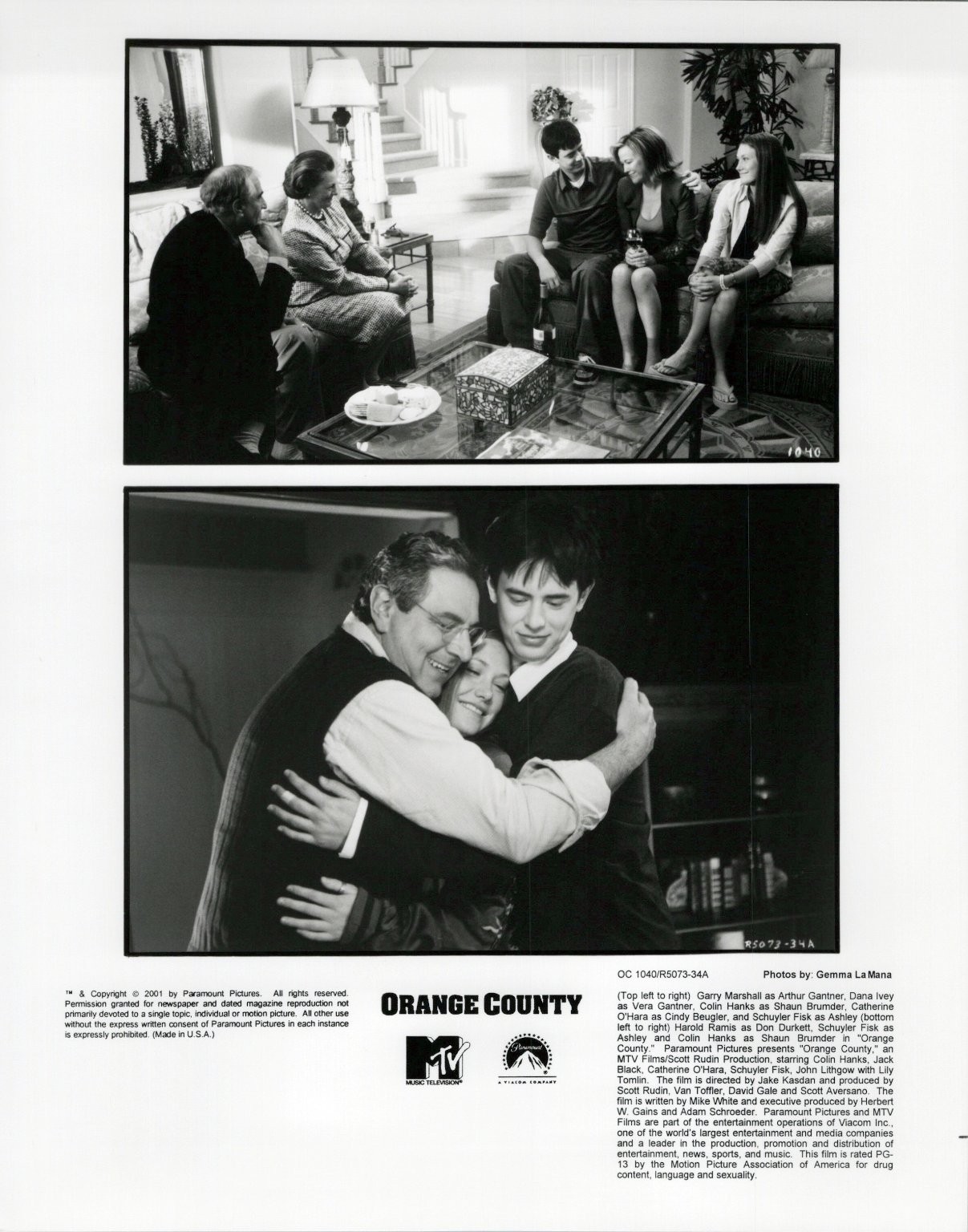 Orange County Movie Press Photo 2001 Colin Hanks Harold Ramis Publicity Still