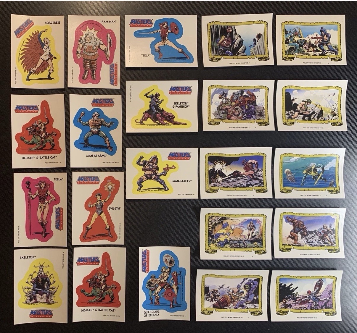 1984 TOPPS Masters Of The Universe/He-Man - Complete 22 Sticker Set