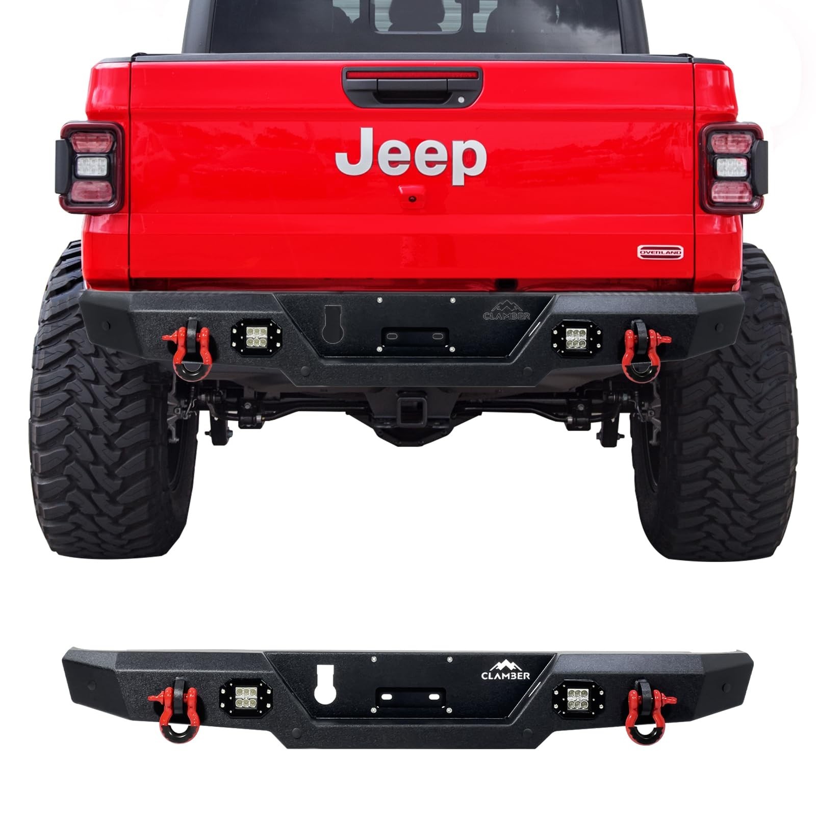 CLAMBER Off-Road Rear Bumper for Jeep Gladiator JT 2020 2021 2022 2023 2024 2...