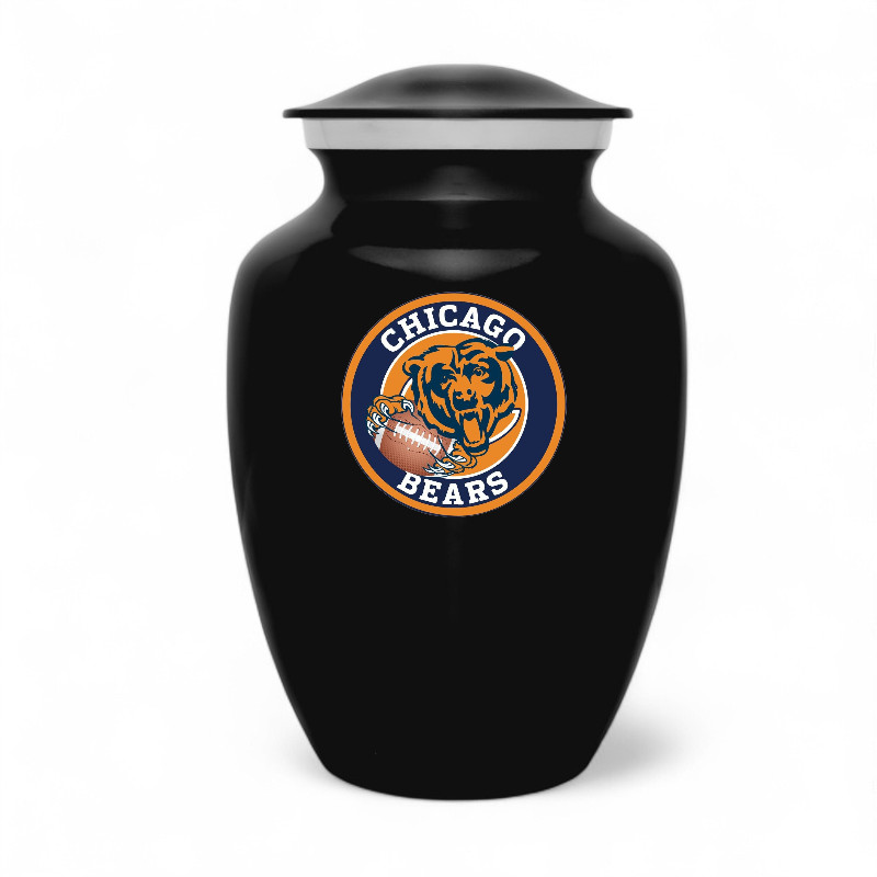 Metal Black 8 Inch Chicago Bears Football Theme Cremation Urn Adult Ashes Urns