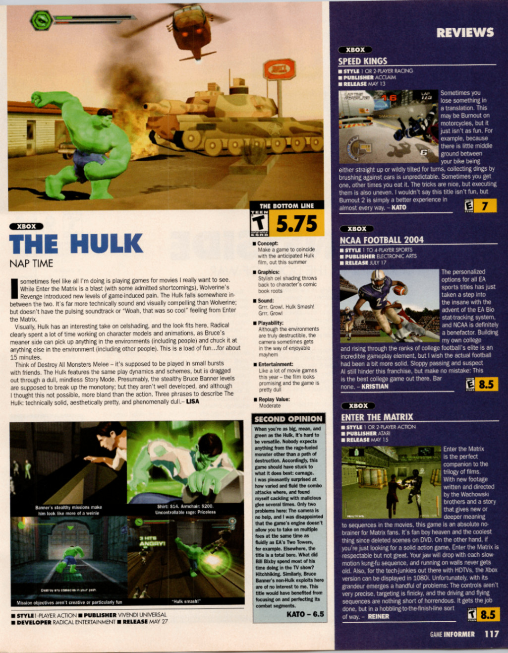 Xbox THE HULK Game Informer Article Promo Review Print Ad 2003 Art Poster