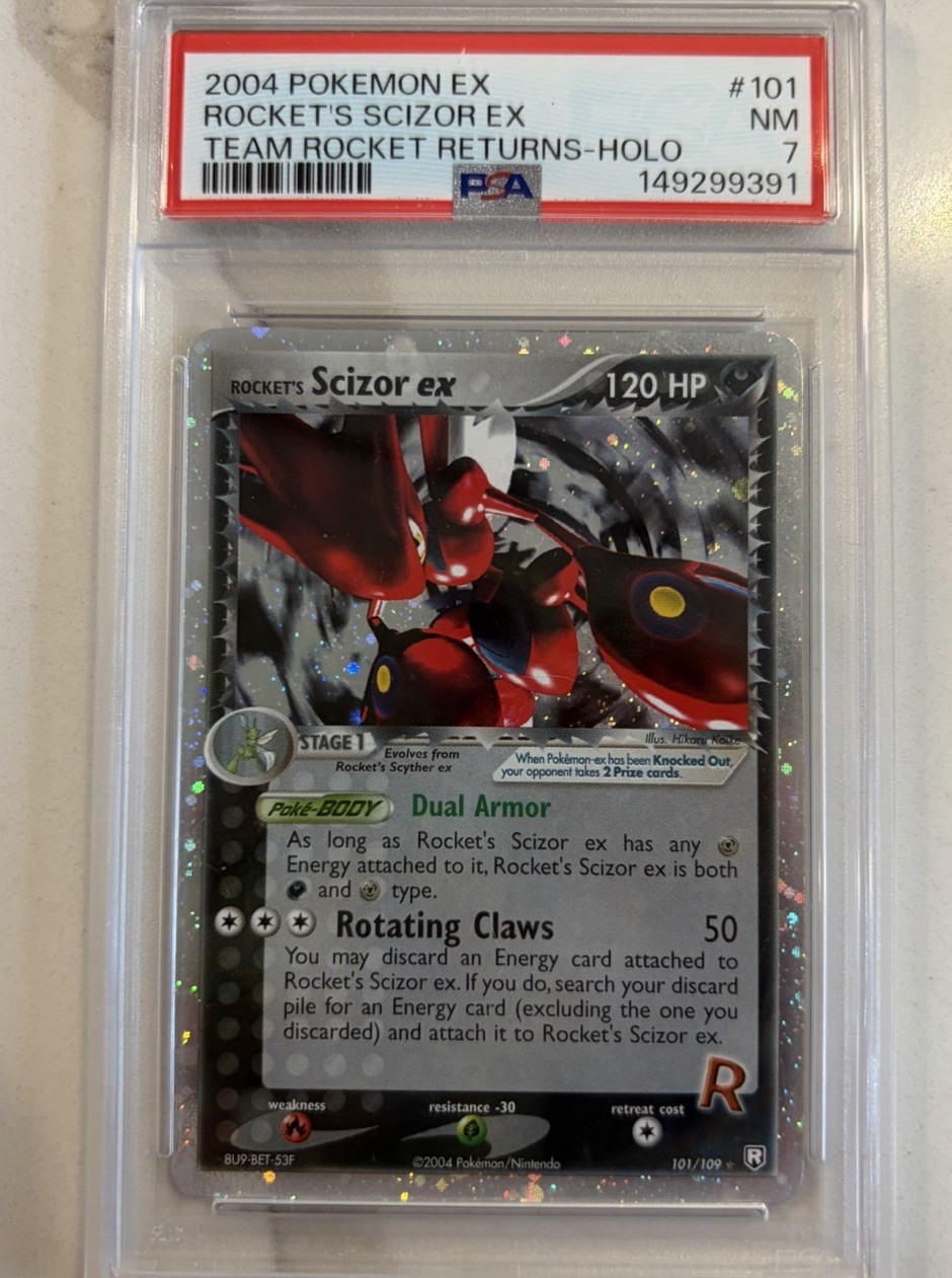 Pokémon Team Rocket Rocket\'s Scizor ex Holo 101/109 PSA 7 149299391