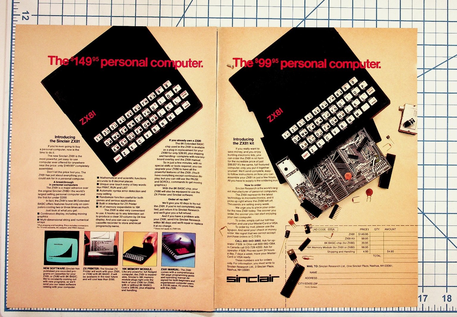 Vintage Sinclair ZX81 Computer Ad Ephemera 1980s Retro Personal Computing