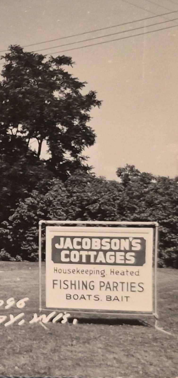 WIS RPPC Jacobson Cottages Fishing Parties Sister Bay Wisconsin Postcard 1930-50