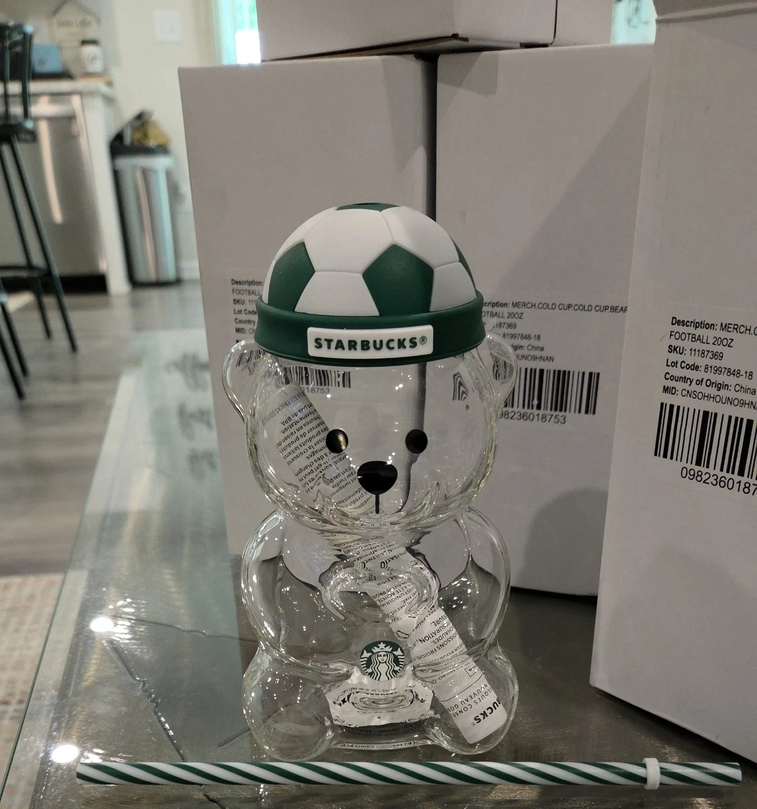Starbucks Authentic FIFA World Cup Bearista Bear Cup Soccer Lid 20oz 