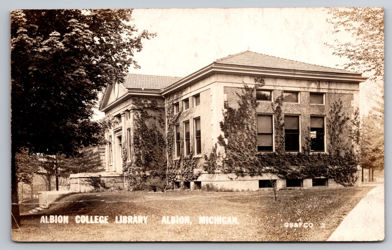 Albion College Library Albion Michigan 1927 Real Photo RPPC